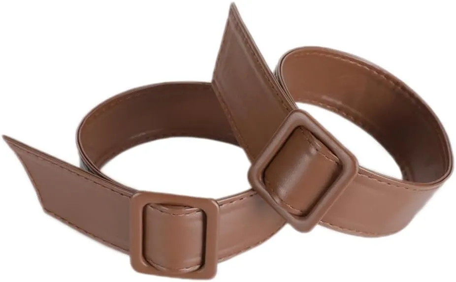 1 Pair Faux Leather Detachable Wrist Cuff Replacement with Adjustable Buckles for Wind Trench Coat Jacket