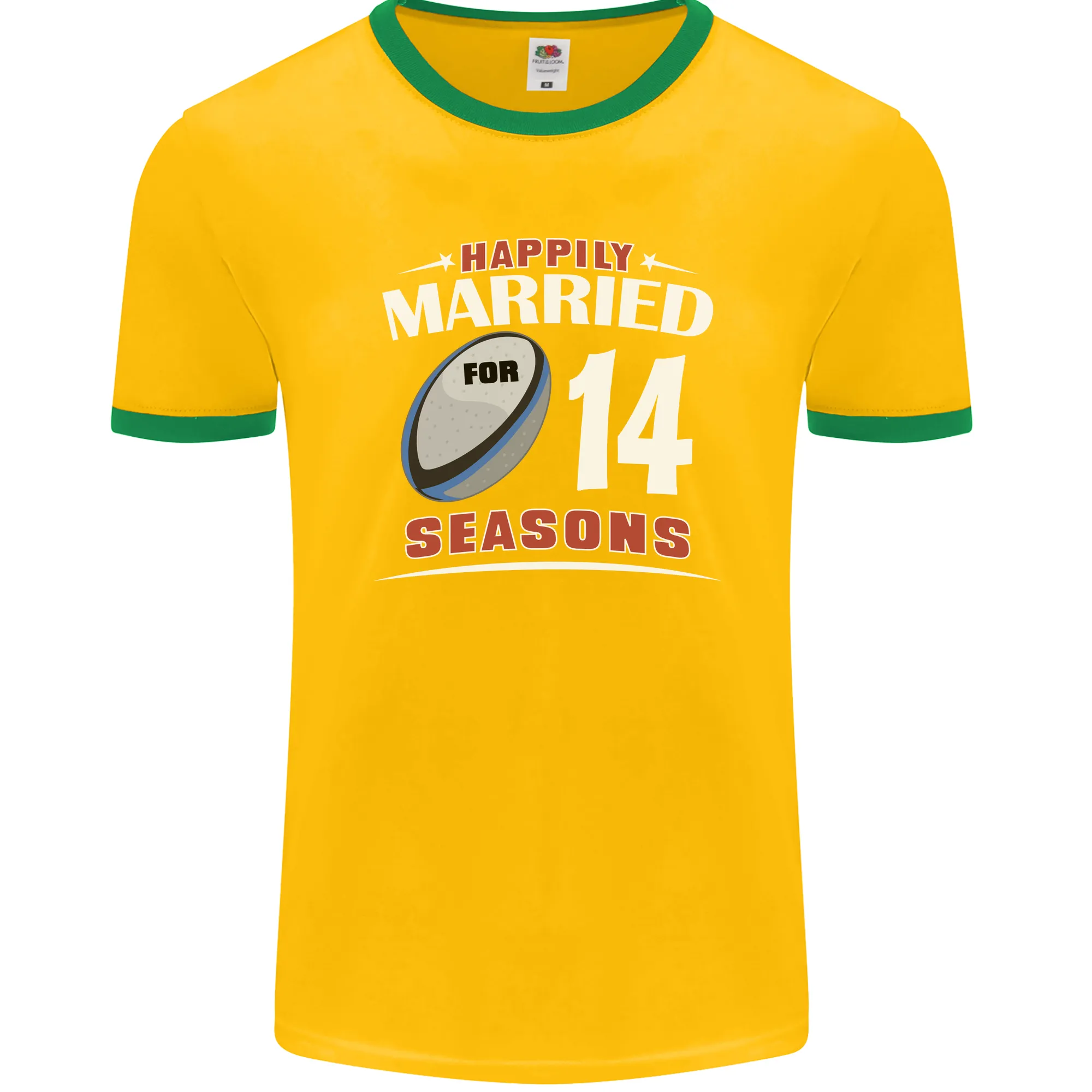 14 Year Wedding Anniversary 14th Rugby Mens Ringer T-Shirt FotL