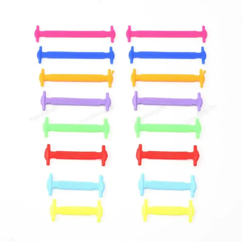 16pcs Silicone no Tie Elastic Sneakers Shoe Laces for Kids & Adults Shoes