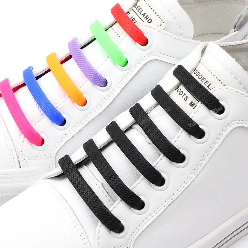 16pcs Silicone no Tie Elastic Sneakers Shoe Laces for Kids & Adults Shoes