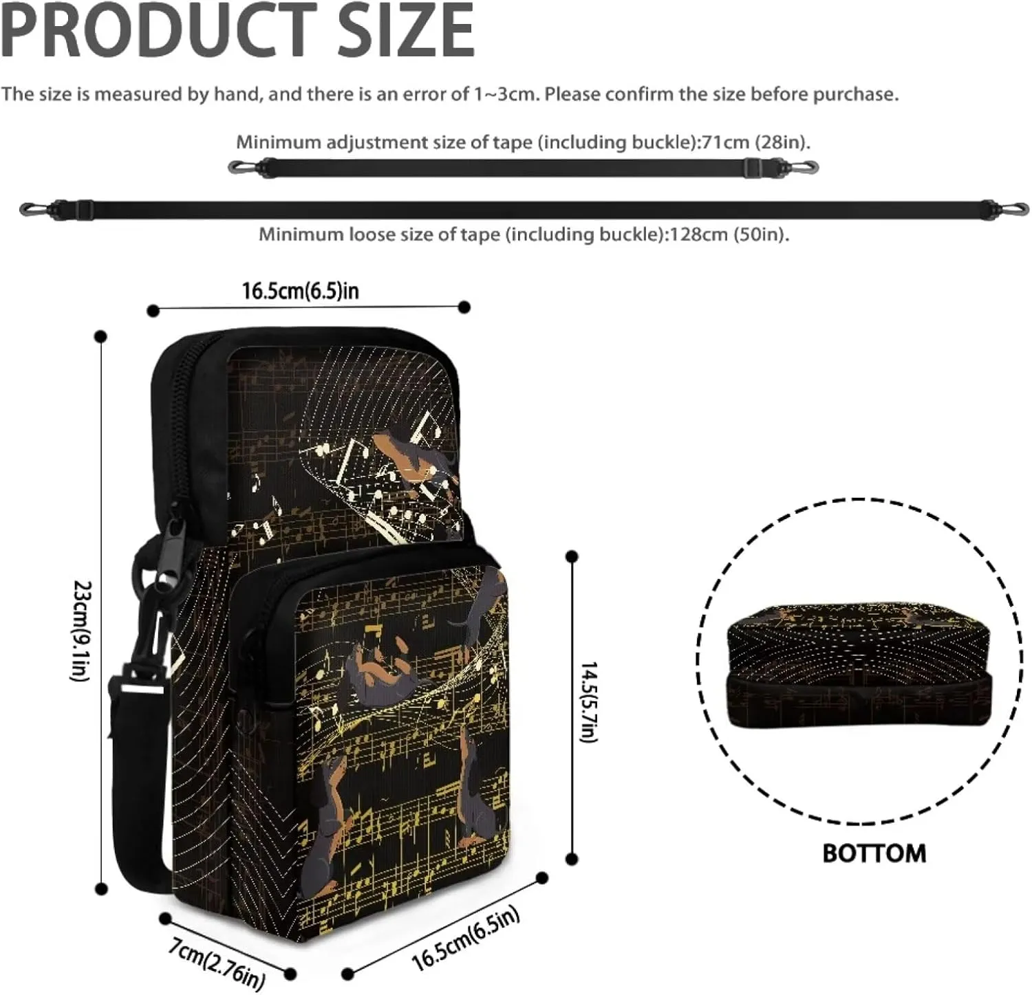 2 Layer Crossbody Bag Travel Shoulder Sling Bags Purse Wallet Holder for Women Men Girls
