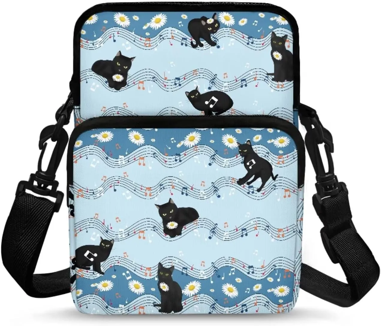 2 Layer Crossbody Bag Travel Shoulder Sling Bags Purse Wallet Holder for Women Men Girls