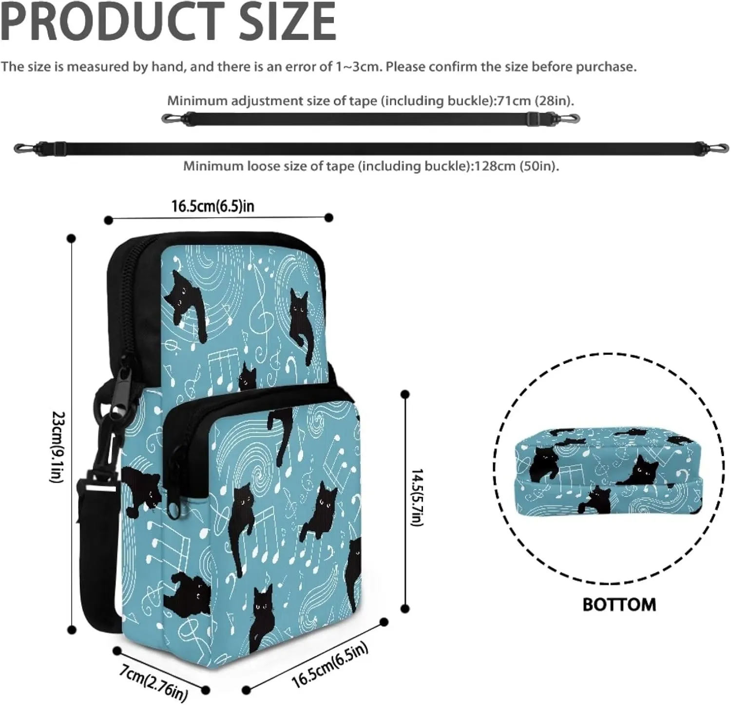2 Layer Crossbody Bag Travel Shoulder Sling Bags Purse Wallet Holder for Women Men Girls