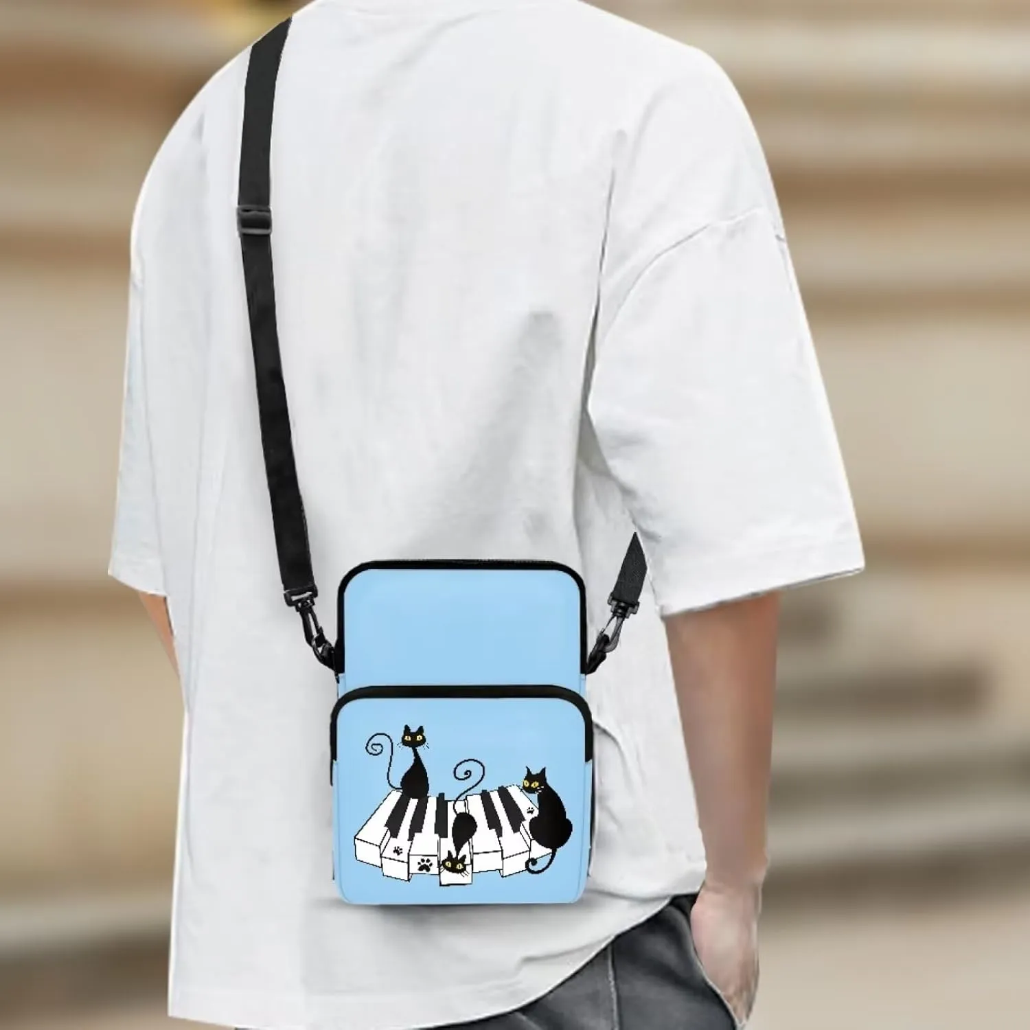 2 Layer Crossbody Bag Travel Shoulder Sling Bags Purse Wallet Holder for Women Men Girls