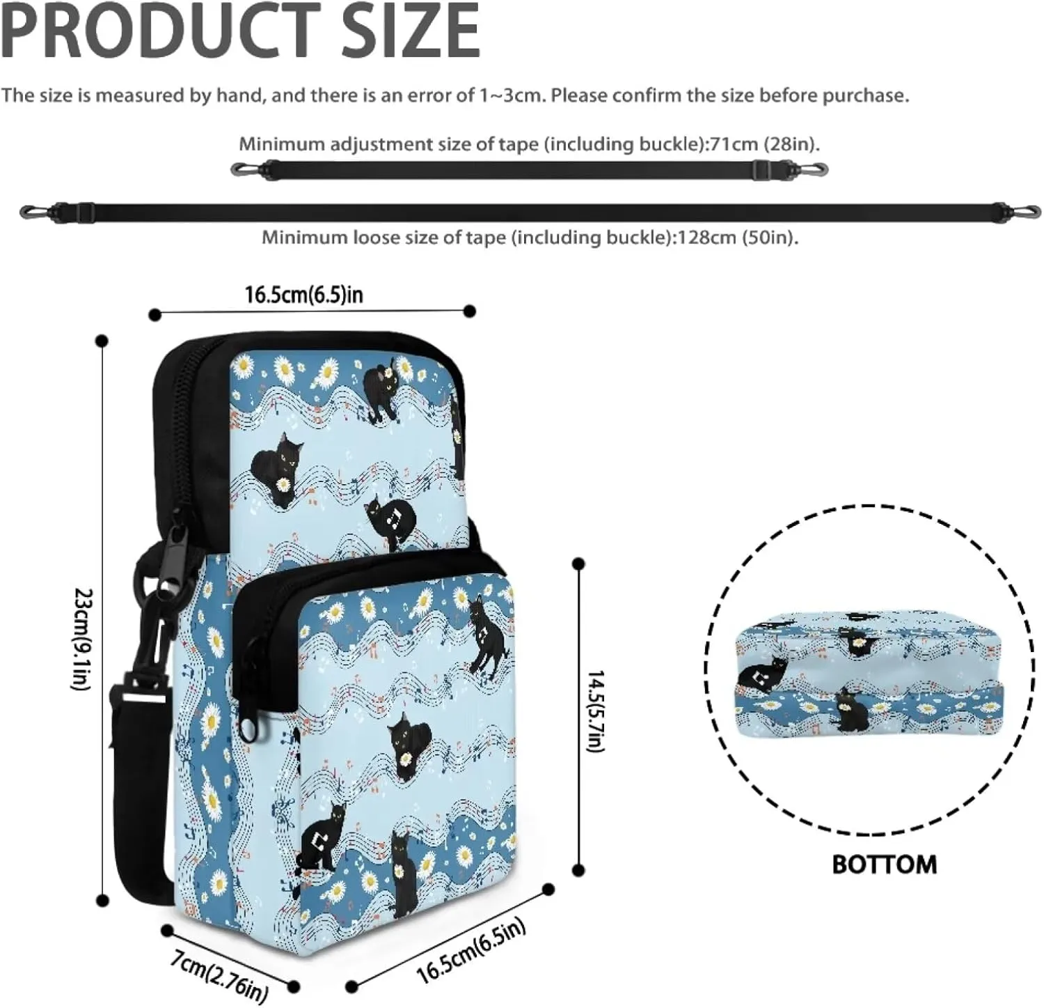 2 Layer Crossbody Bag Travel Shoulder Sling Bags Purse Wallet Holder for Women Men Girls