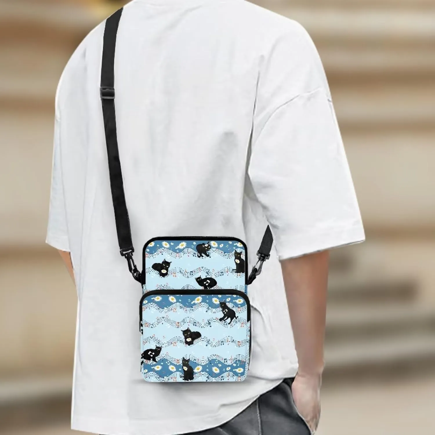 2 Layer Crossbody Bag Travel Shoulder Sling Bags Purse Wallet Holder for Women Men Girls