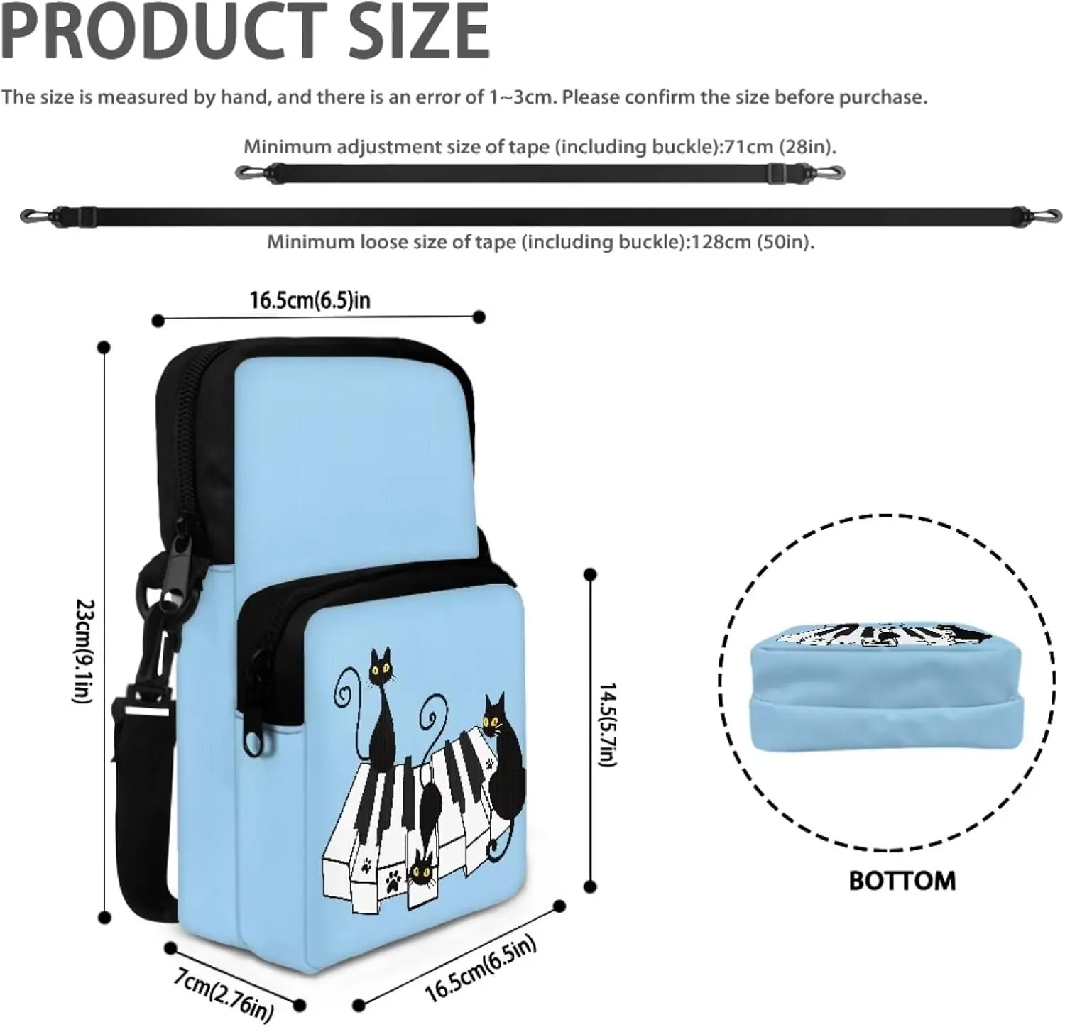 2 Layer Crossbody Bag Travel Shoulder Sling Bags Purse Wallet Holder for Women Men Girls