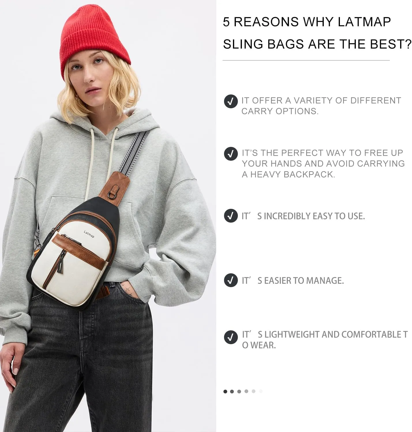 7L Sling Bag For Women Men Backpack Fanny Pack Crossbody Chest Travel Shoulder Belt Bags Purse Handbag PU Leather