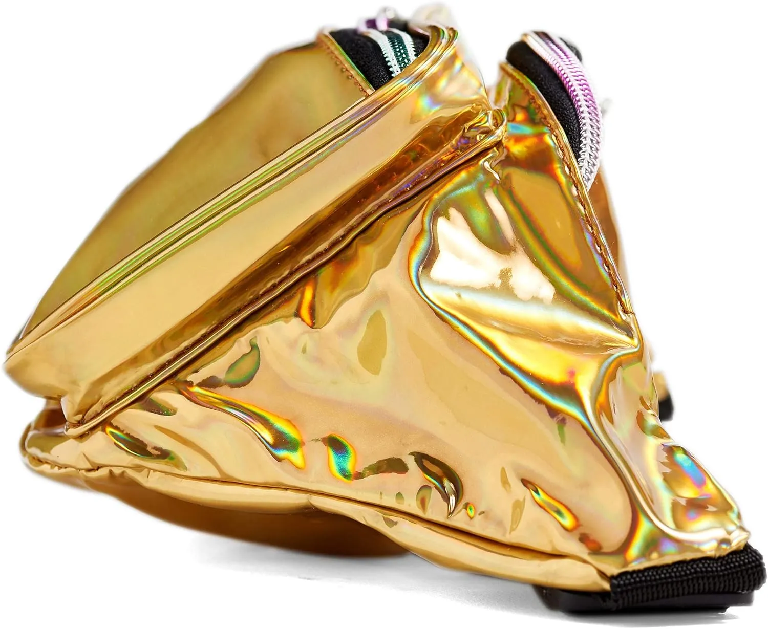 80s Holographic Rave Gold Fanny Pack For Festival Women Girls Cute Fashion Waist Bag Belt Bags (Gold)