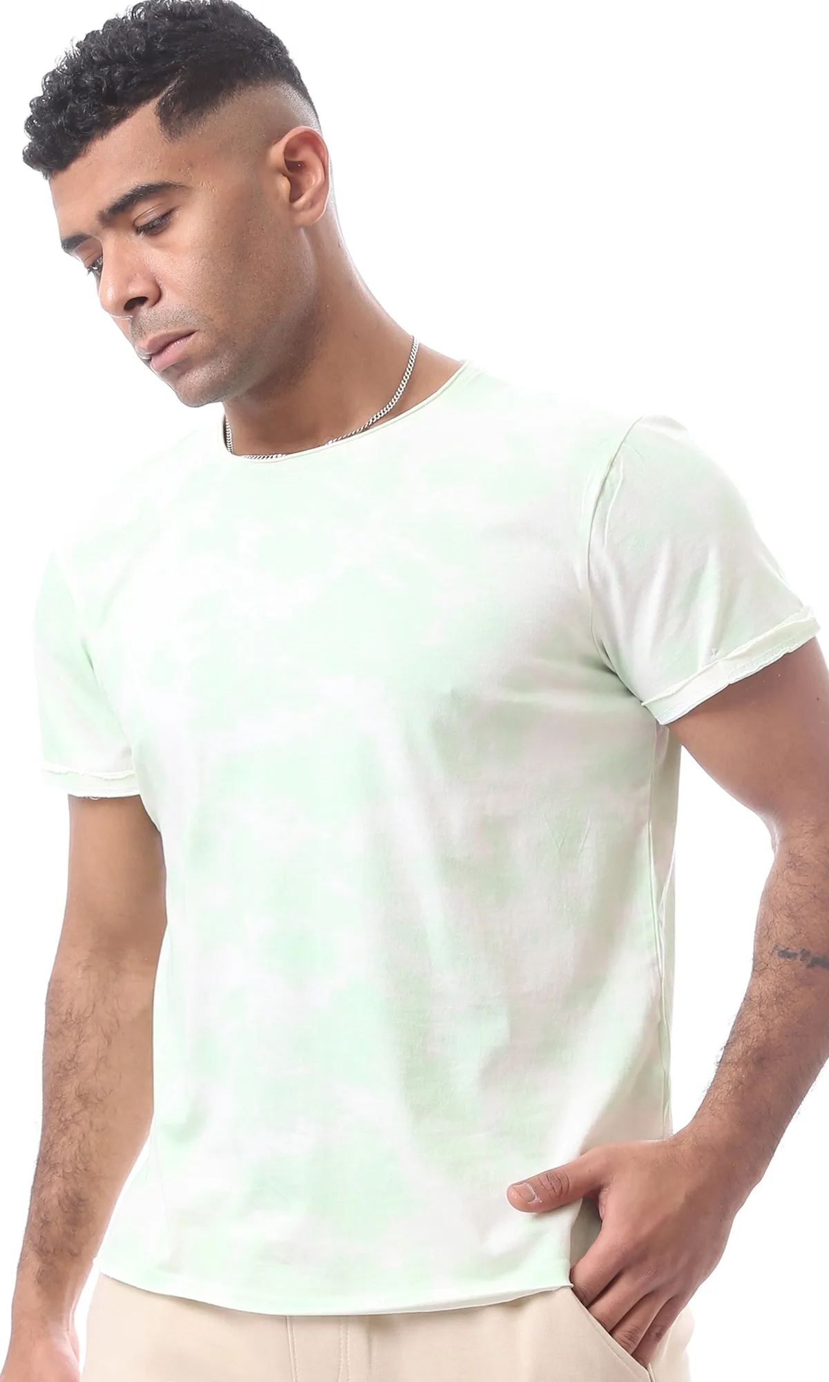97803 Short Sleeves Tie Dye Lime & White Tee