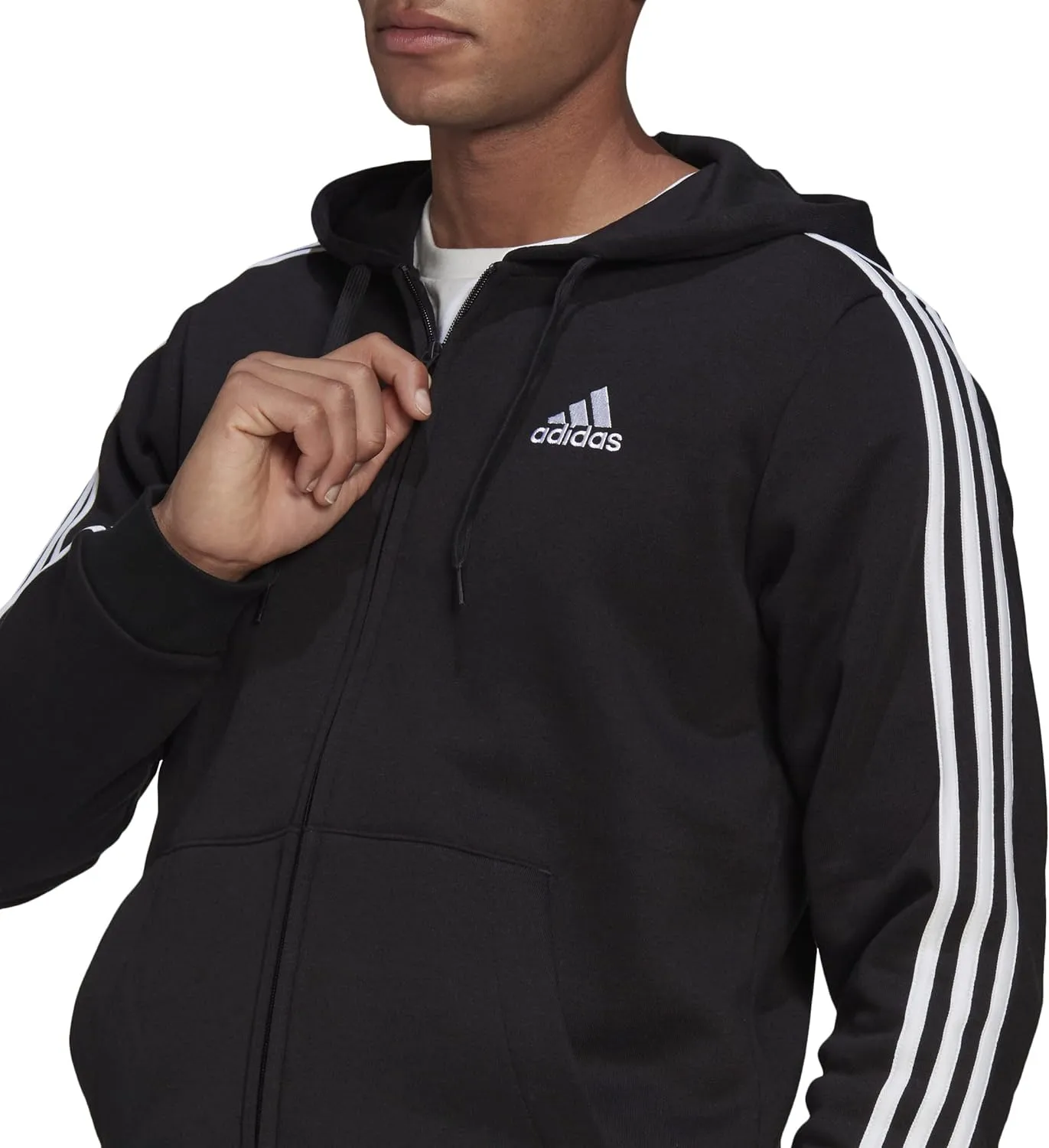 adidas Men's Essentials Fleece 3-Stripes Full-Zip Hoodie