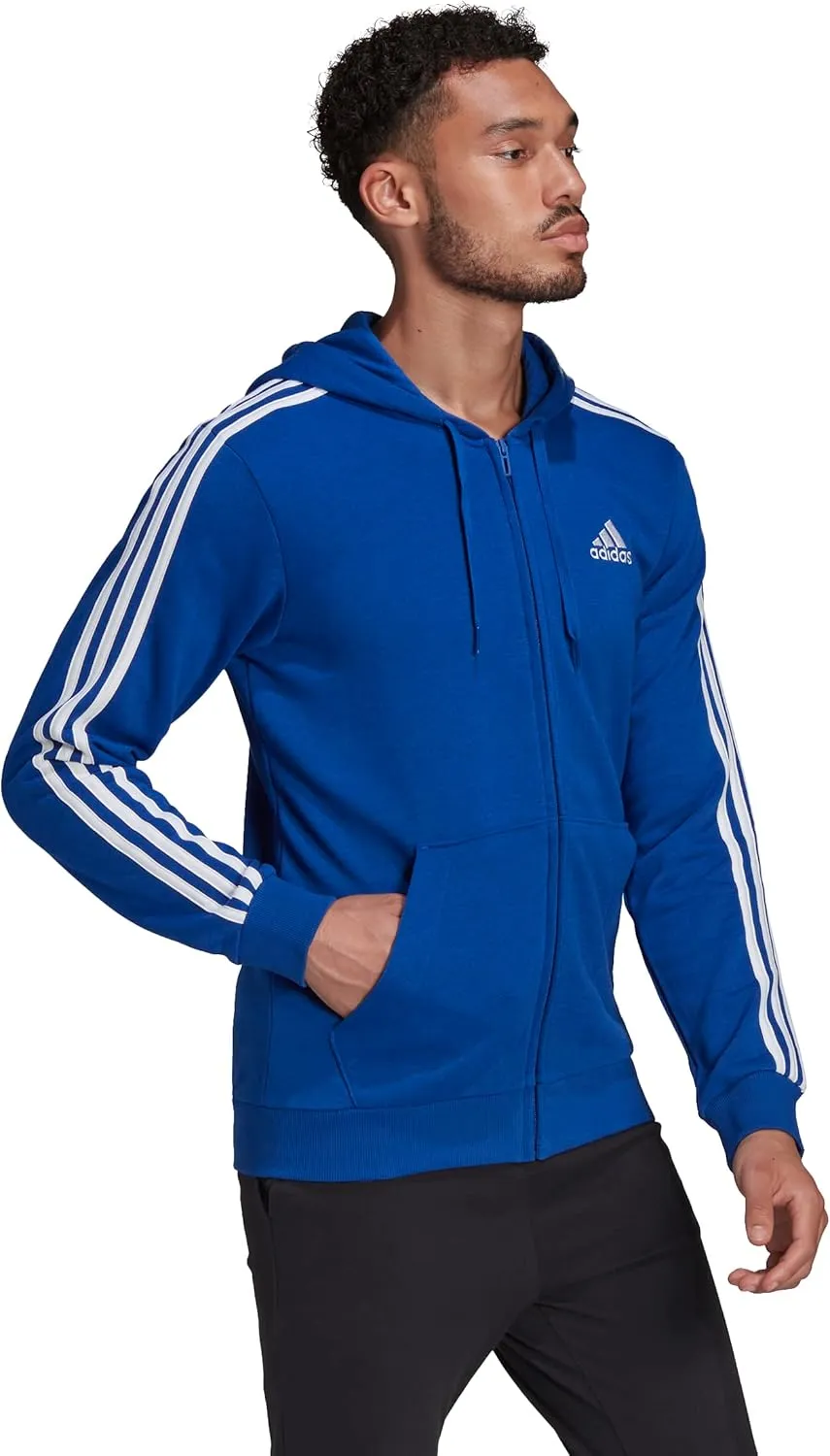 adidas Men's Essentials French Terry 3-Stripes Full-Zip Hoodie