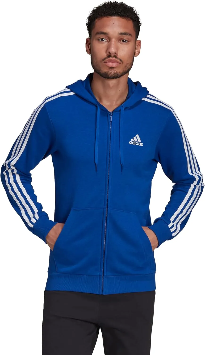 adidas Men's Essentials French Terry 3-Stripes Full-Zip Hoodie