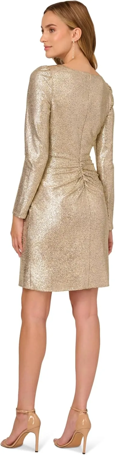 Adrianna Papell Women's Foiled Knit Draped Dress