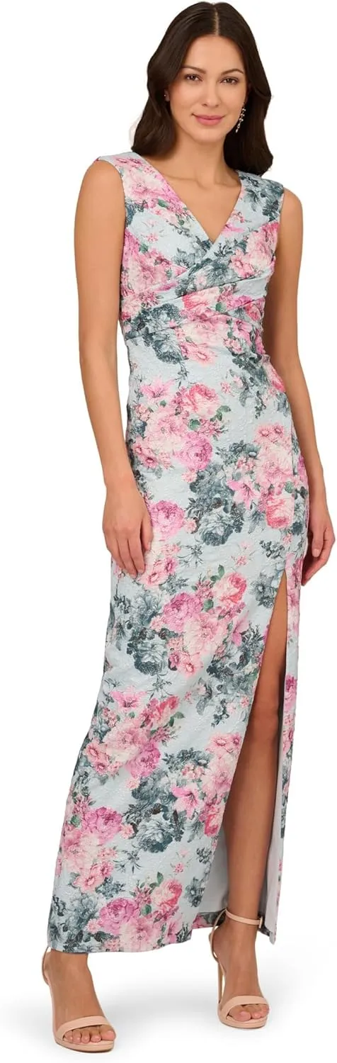 Adrianna Papell Women's Jacquard Long Dress