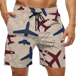 Aircraft Airplane Flying Men's Swim Trunks Quick Dry Bathing Suit Swimming Shorts Beach Swimwear