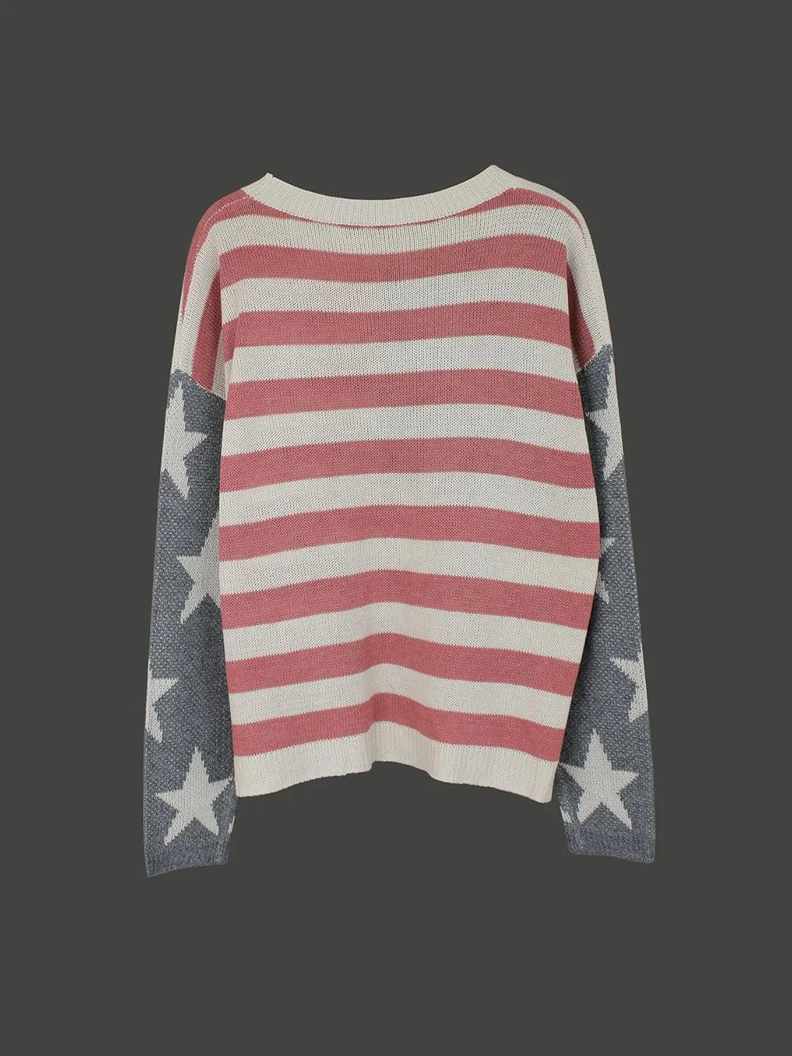 AirPlace American Flag Sweater for Women Off Shoulder Knit Sweatshirt Long Sleeve Pullovers Loose Winter Fall Fashion 2024