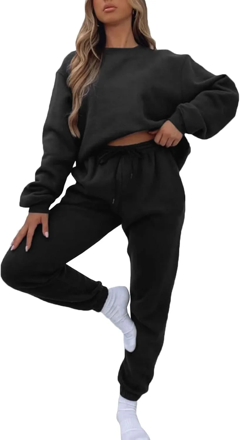 Alunzoem Jogger Sets for Women 2 Piece Sweatsuit Outfits Long Sleeve Pullover Sweatshirt Pants Set Tracksuit