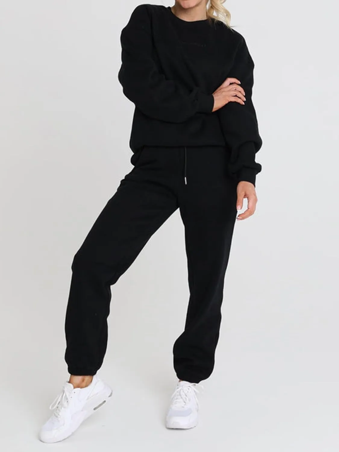 Alunzoem Jogger Sets for Women 2 Piece Sweatsuit Outfits Long Sleeve Pullover Sweatshirt Pants Set Tracksuit
