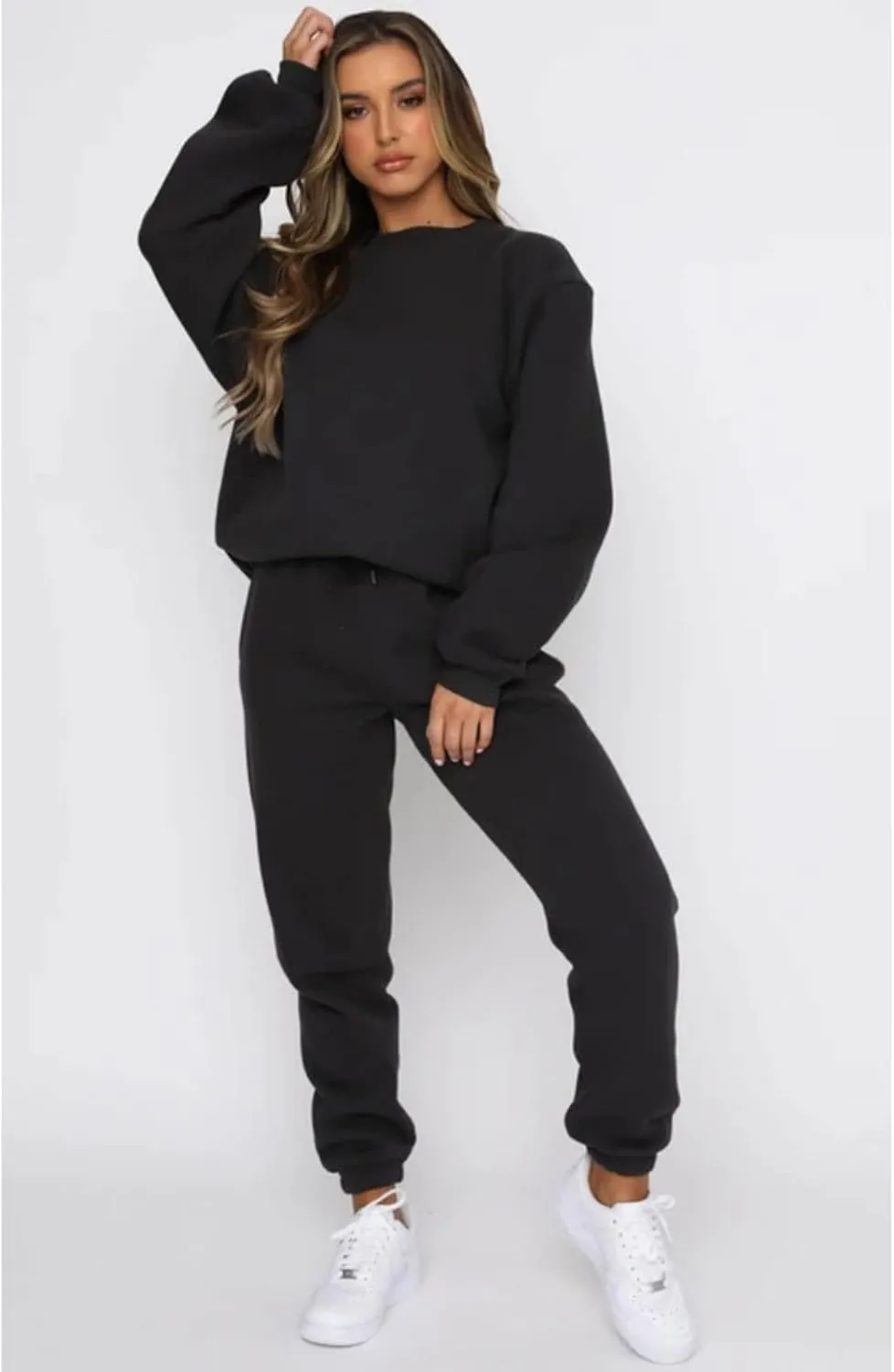 Alunzoem Jogger Sets for Women 2 Piece Sweatsuit Outfits Long Sleeve Pullover Sweatshirt Pants Set Tracksuit
