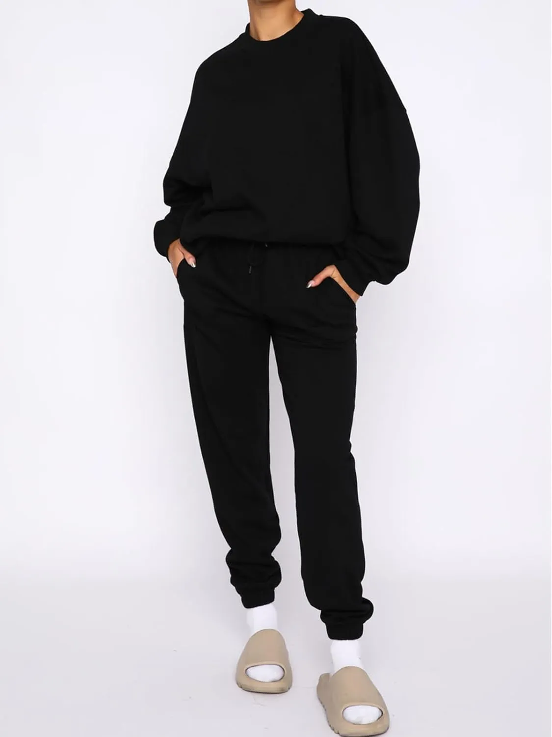Alunzoem Jogger Sets for Women 2 Piece Sweatsuit Outfits Long Sleeve Pullover Sweatshirt Pants Set Tracksuit