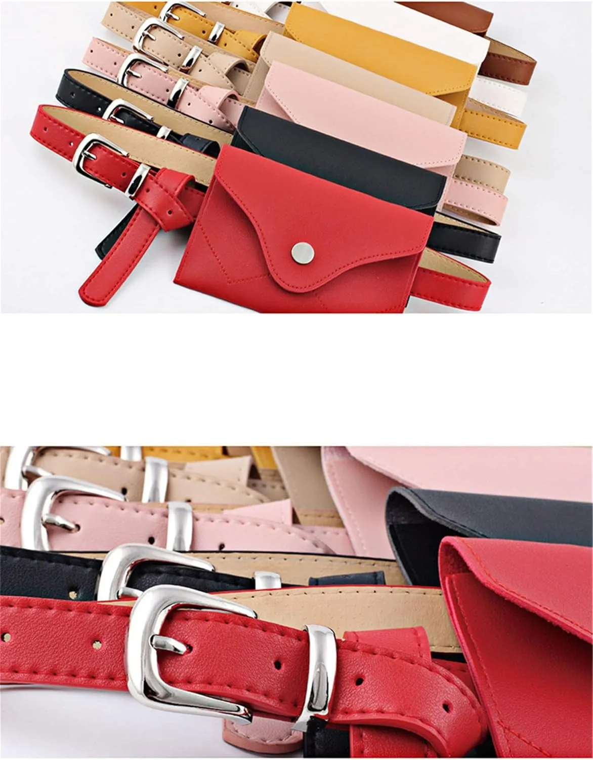Andongnywell Womens Removable Waist Bag Leather Belt Fanny Pack Waist Pouch Belt Bags Small Pouch with Removable Belt
