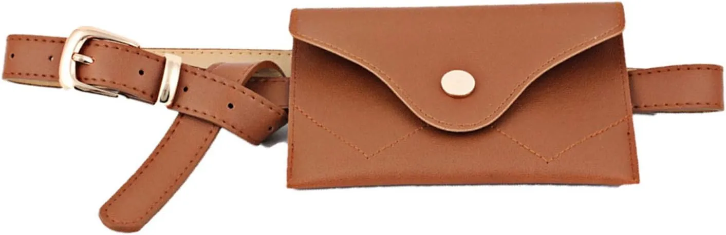 Andongnywell Womens Removable Waist Bag Leather Belt Fanny Pack Waist Pouch Belt Bags Small Pouch with Removable Belt