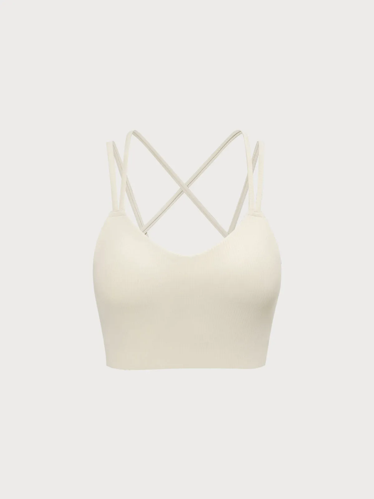 Apricot Ribbed Cross Back Sports Bra