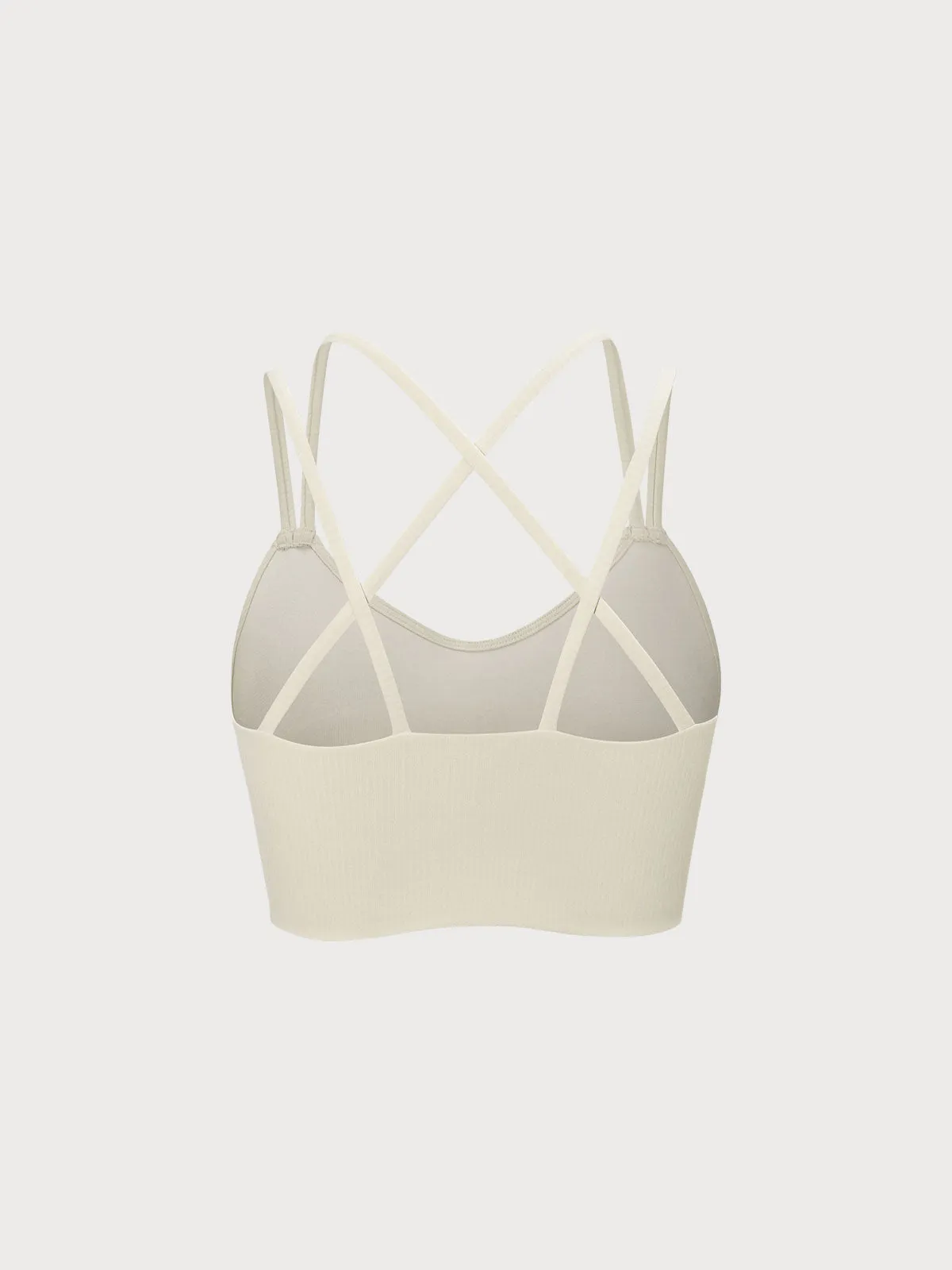 Apricot Ribbed Cross Back Sports Bra
