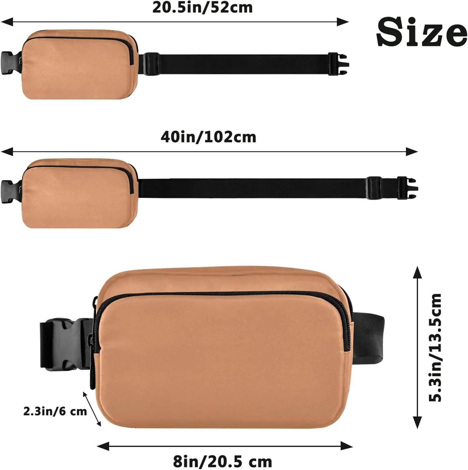 Apricot Women Fanny Packs Waterproof Belt Bag Hip Pouch Cute Waist Bag for Women