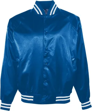 Augusta Sportswear Satin baseball jacket/striped trim - ROYAL/WHITE - L
