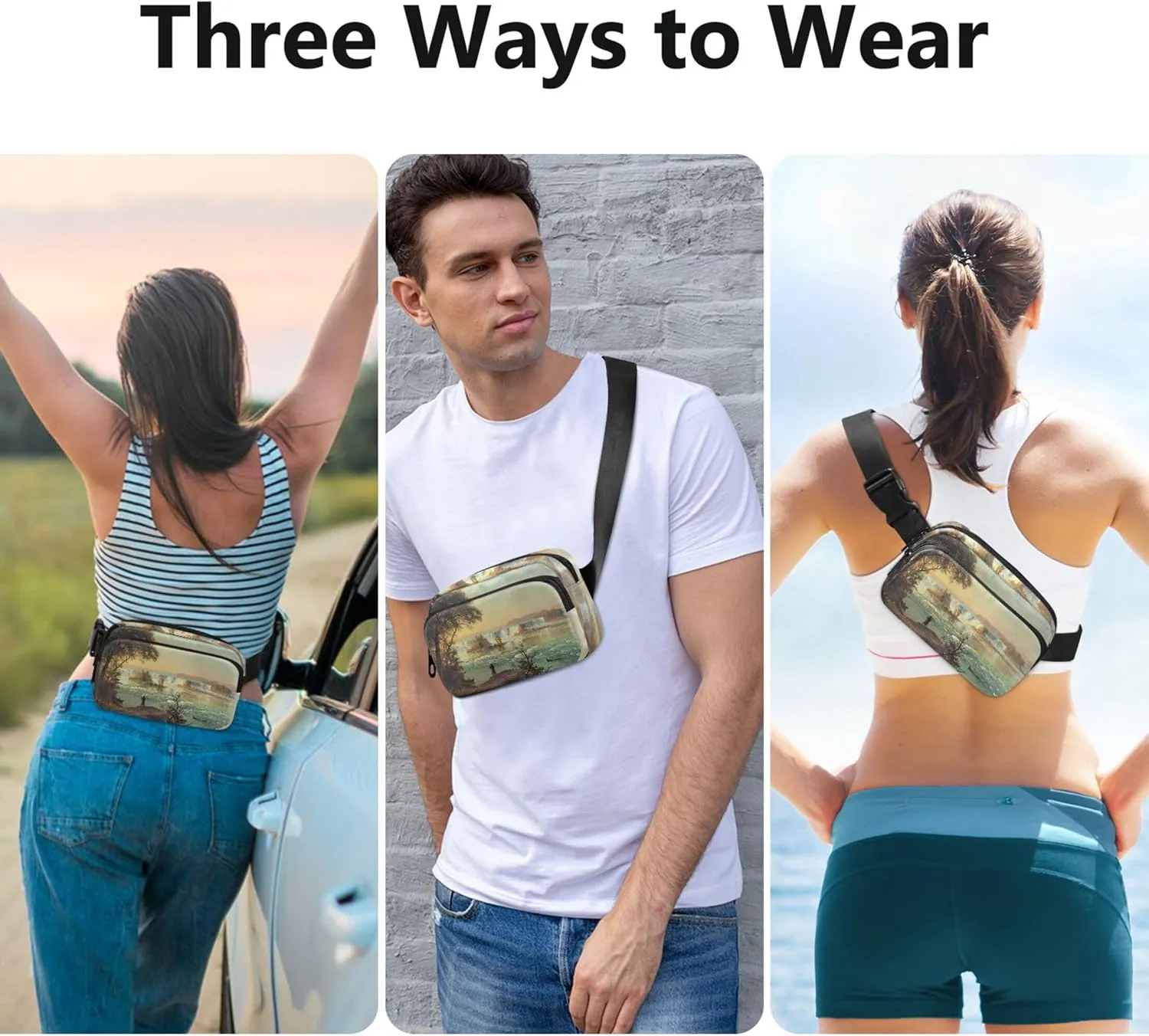 Bierstadt Albert Falls St Scenery Womens Fanny Pack Waterproof Belt Bag Hip Pack Cute Cross Body Waist Purse