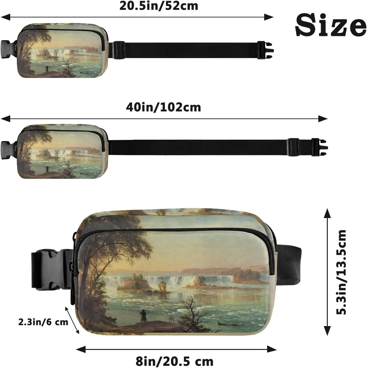 Bierstadt Albert Falls St Scenery Womens Fanny Pack Waterproof Belt Bag Hip Pack Cute Cross Body Waist Purse
