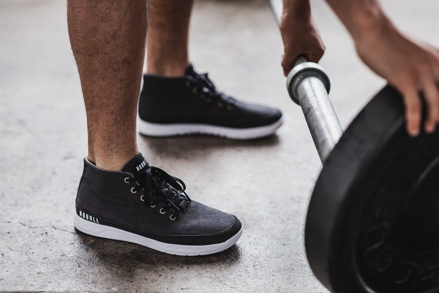 BLACK DENIM CANVAS MID TRAINER (MEN'S)
