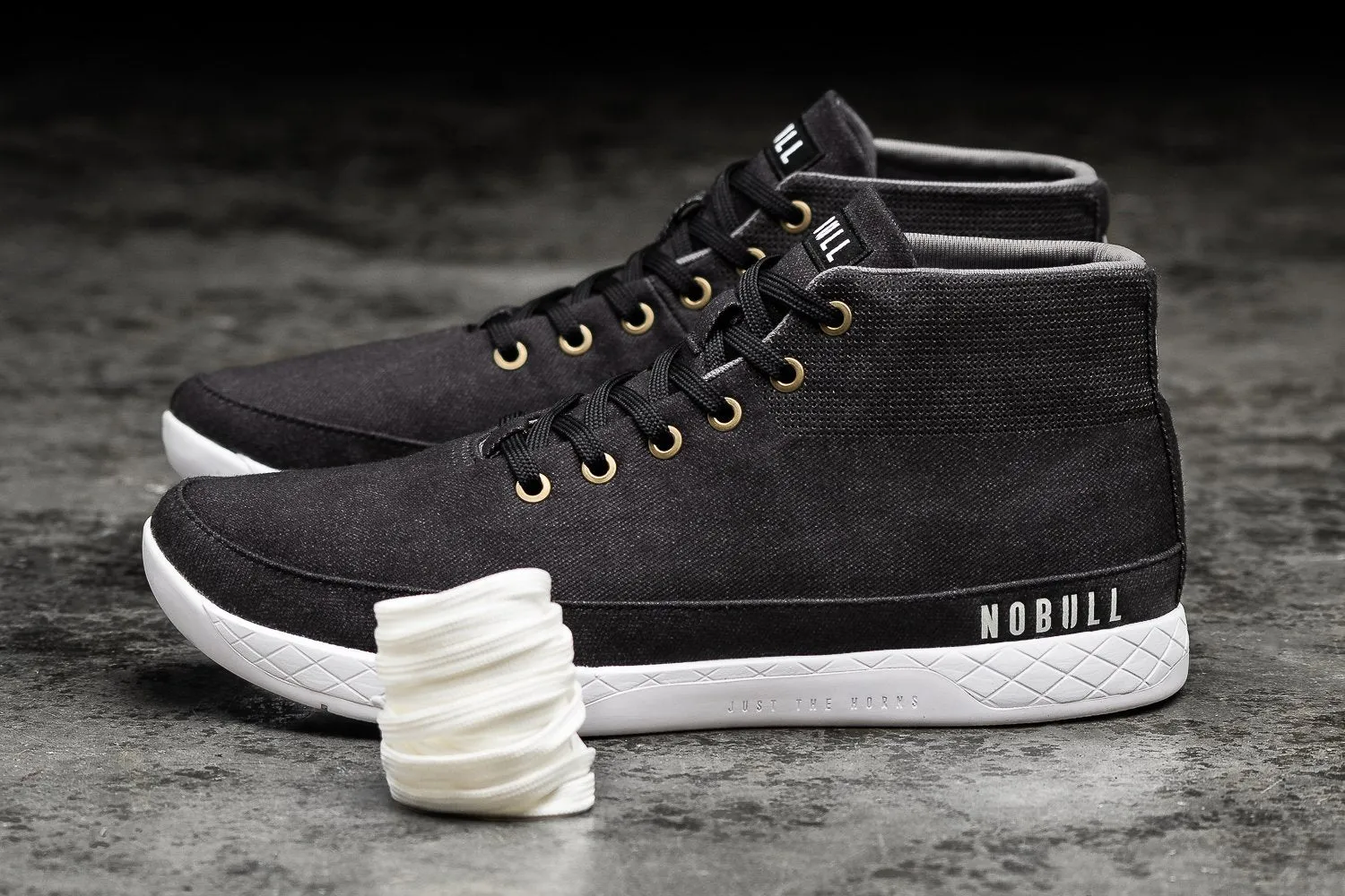 BLACK DENIM CANVAS MID TRAINER (WOMEN'S)