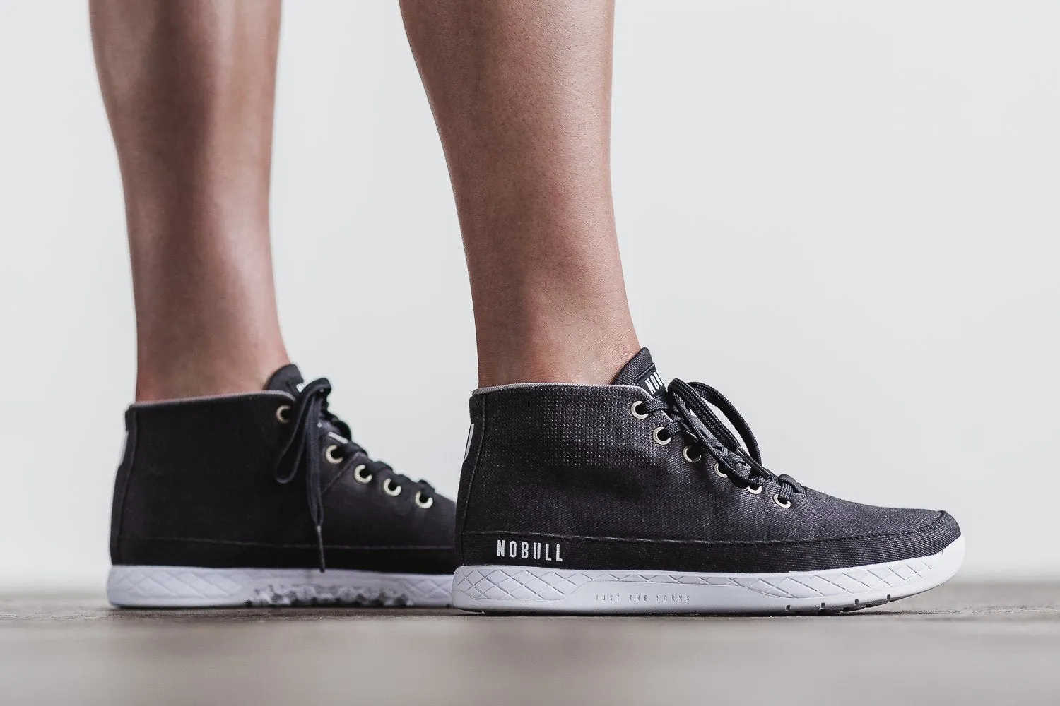 BLACK DENIM CANVAS MID TRAINER (WOMEN'S)