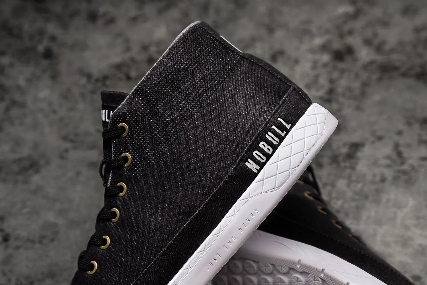BLACK DENIM CANVAS MID TRAINER (WOMEN'S)