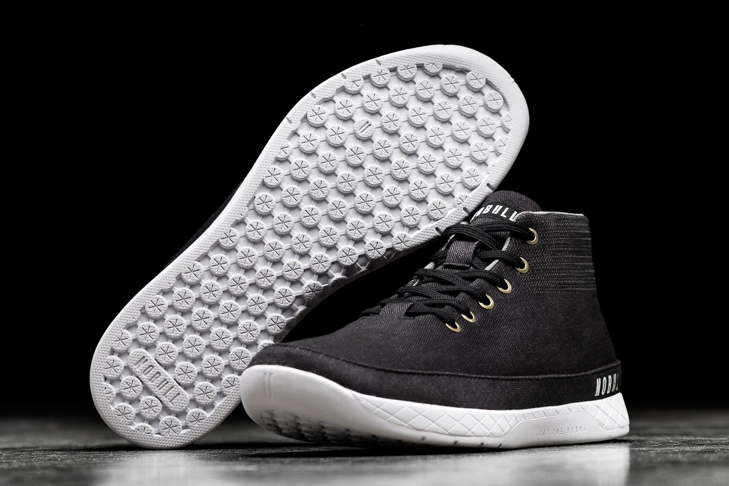 BLACK DENIM CANVAS MID TRAINER (WOMEN'S)