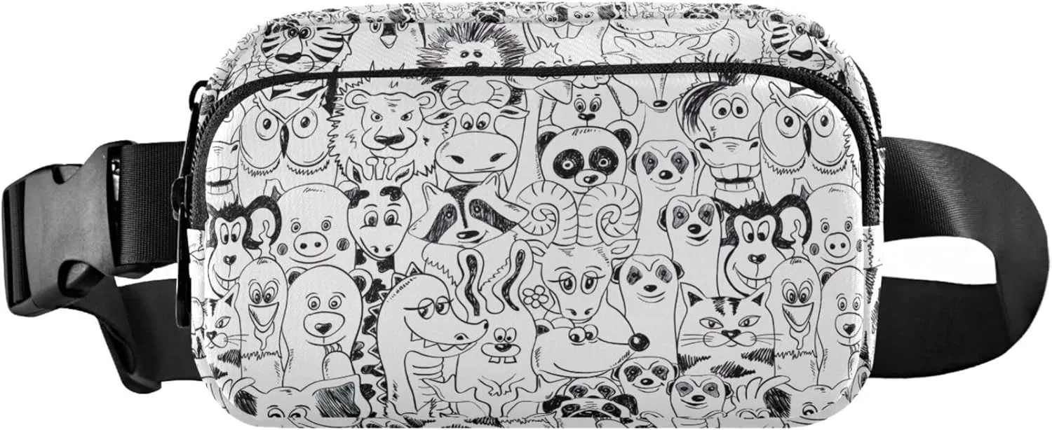 Black White Animals Waterproof Fanny Packs Women Everywhere Belt Bag Fashion Crossbody Waist Pack