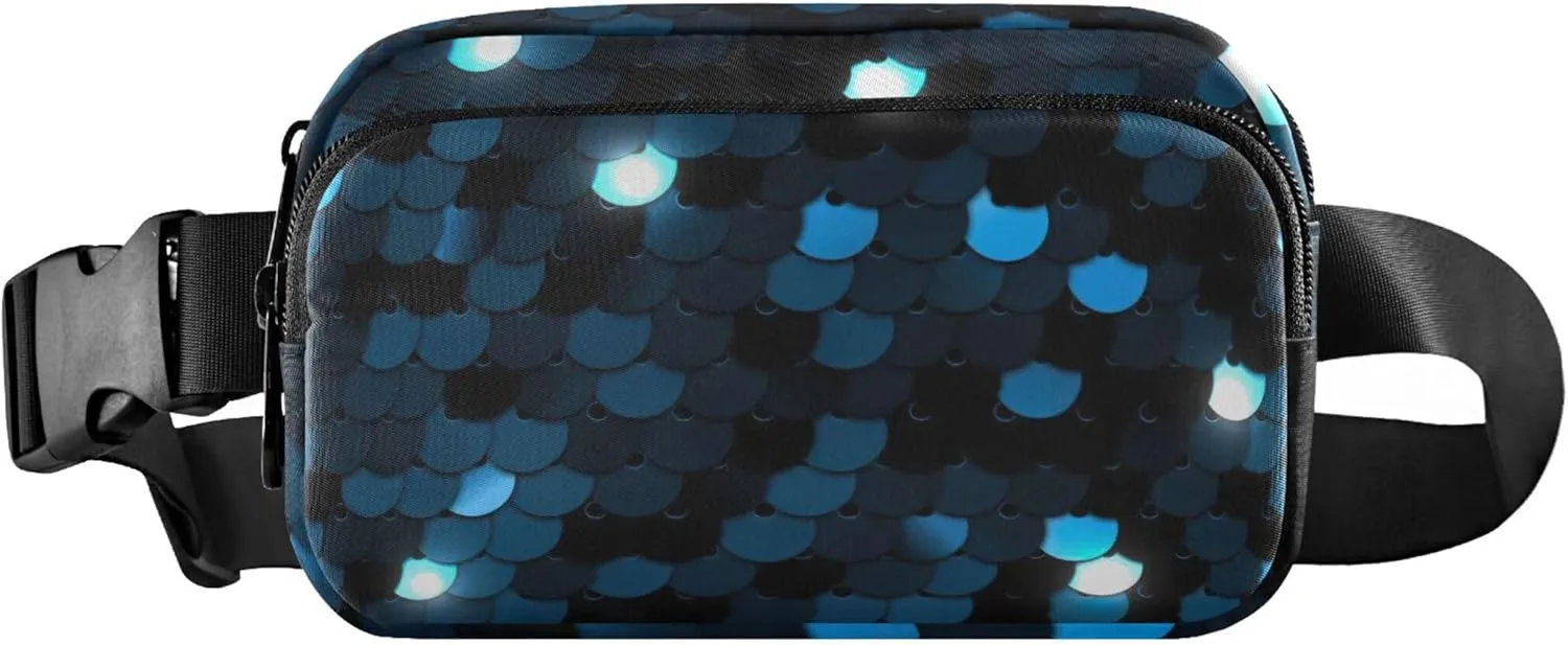 Blue Sequined Texture Eps10 Waterproof Fanny Packs for Women Belt Bags Hip Pack Designer Waist Pouches for Men