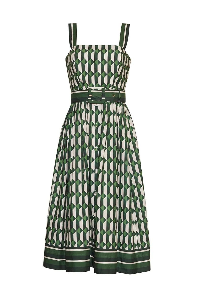 Candace Dress in Tile Green