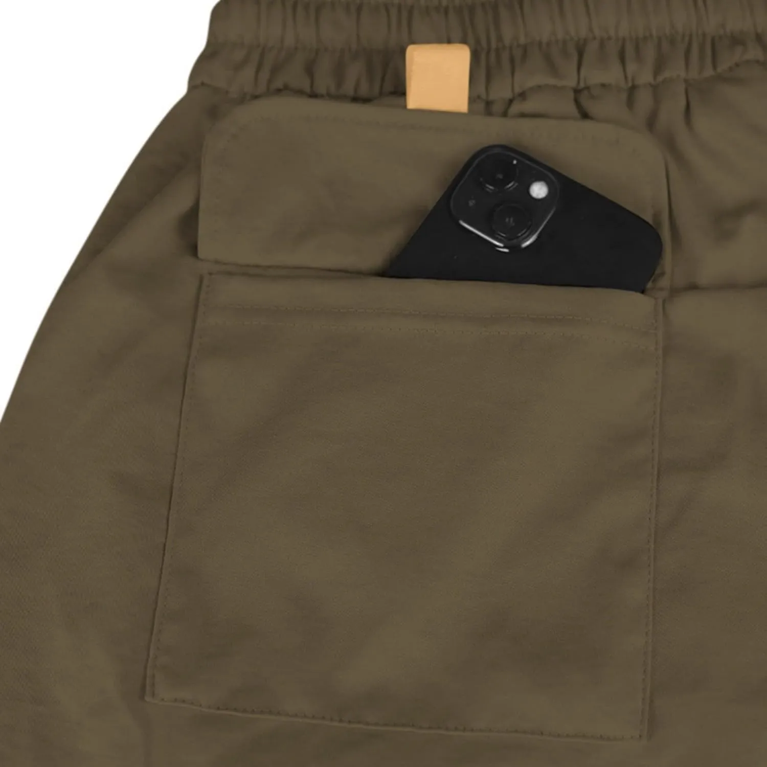 Chino Cargo Shorts for Men Elastic Waist Drawstring Loose Fishing Hiking Long Shorts Work Lounge Pants with Pockets
