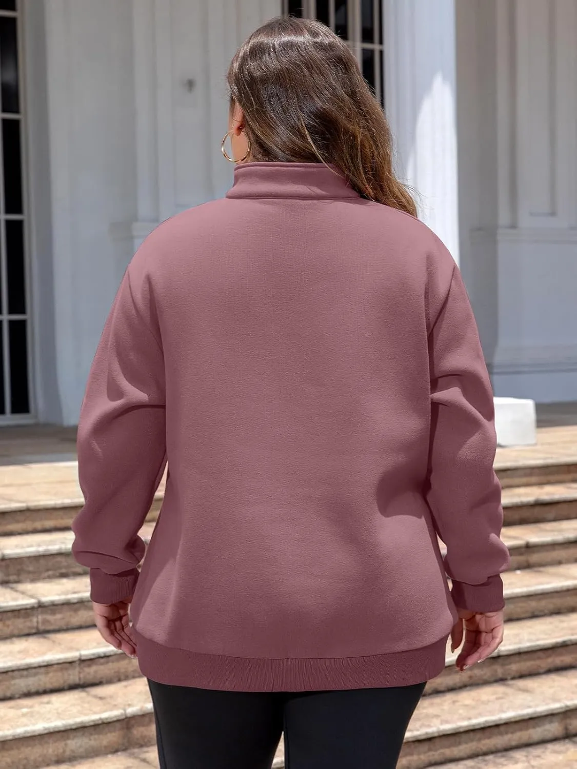 Chulianyouhuo Womens Plus Size Half Zip Pullover Long Sleeve Oversized Sweatshirt Drop Shoulder Hoodie Teen Girls Y2K Clothes