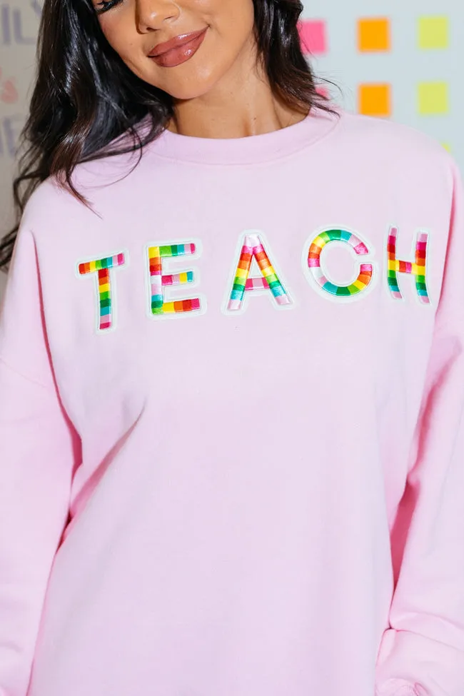 Classroom Colors Chenille Patch Light Pink Graphic Sweatshirt FINAL SALE