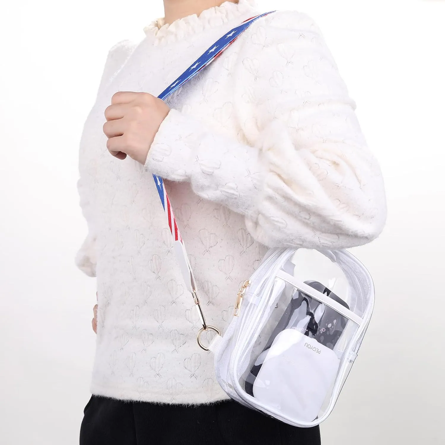 Clear Crossbody Bag for Stadium Events, Stadium Approved Clear Sling Bags for Game Day, Concerts