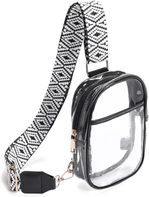 Clear Crossbody Bag for Stadium Events, Stadium Approved Clear Sling Bags for Game Day, Concerts