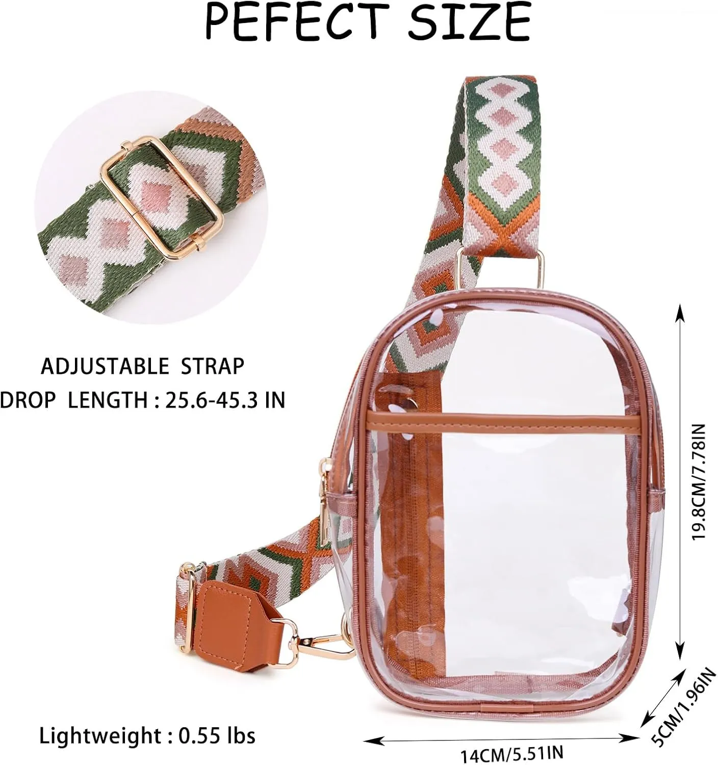 Clear Crossbody Bag for Stadium Events, Stadium Approved Clear Sling Bags for Game Day, Concerts