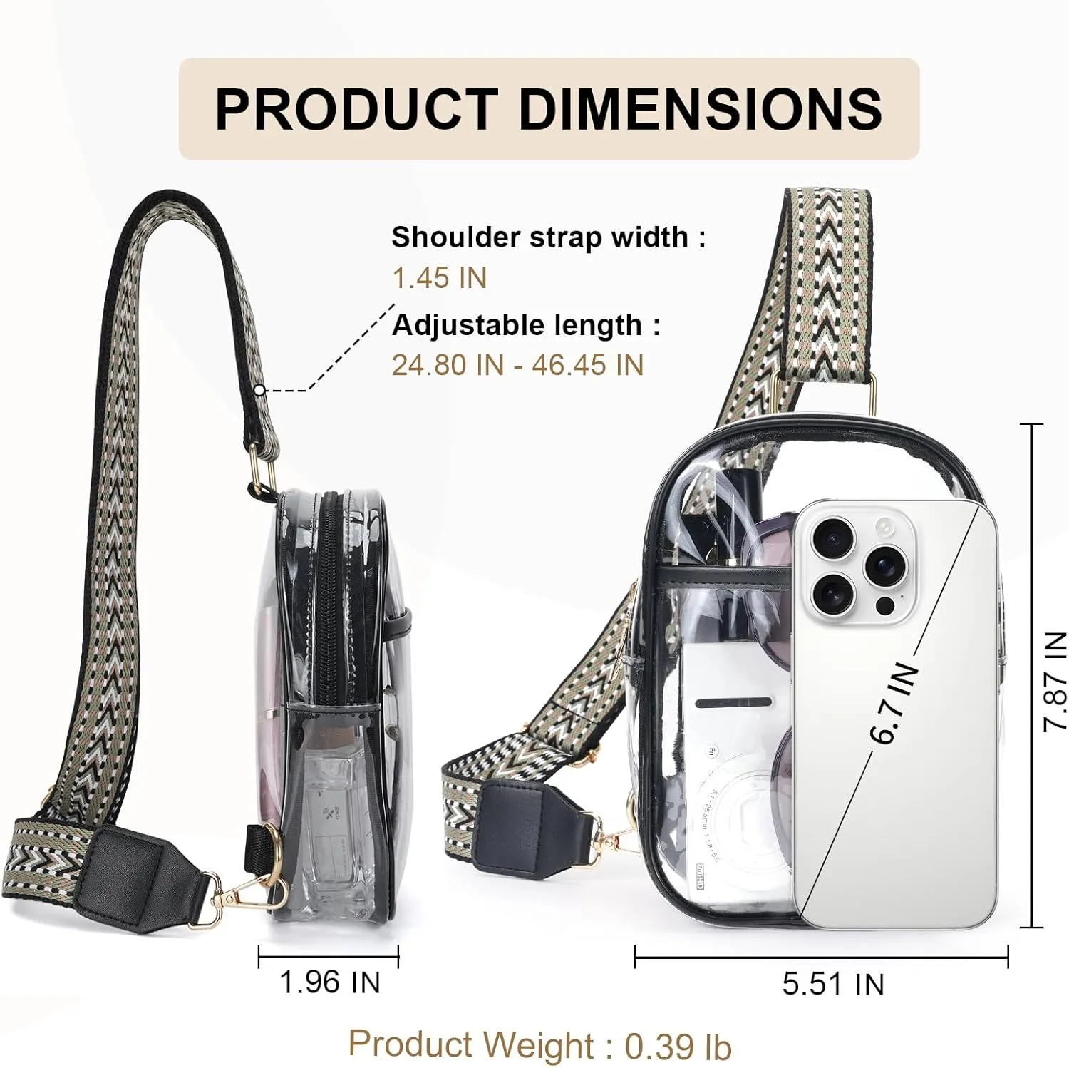 Clear Sling Bags for Stadium Events, Crossbody Bags for Women Stadium Purses Transparent Fanny Pack for Concerts