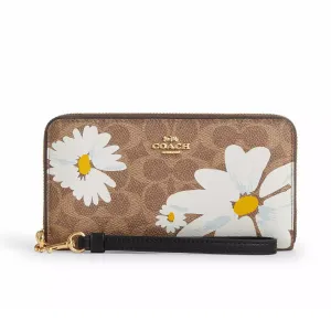 Coach Women's Long Zip Around Wallet In Signature Canvas With Floral Print
