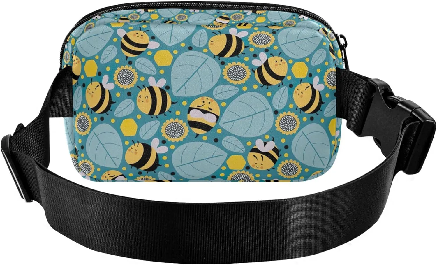 Custom Cartoon Bees Leaves Flowers Fanny Packs Women Waterproof Belt Bags Hip Pack Cute Travel Waist Pouch